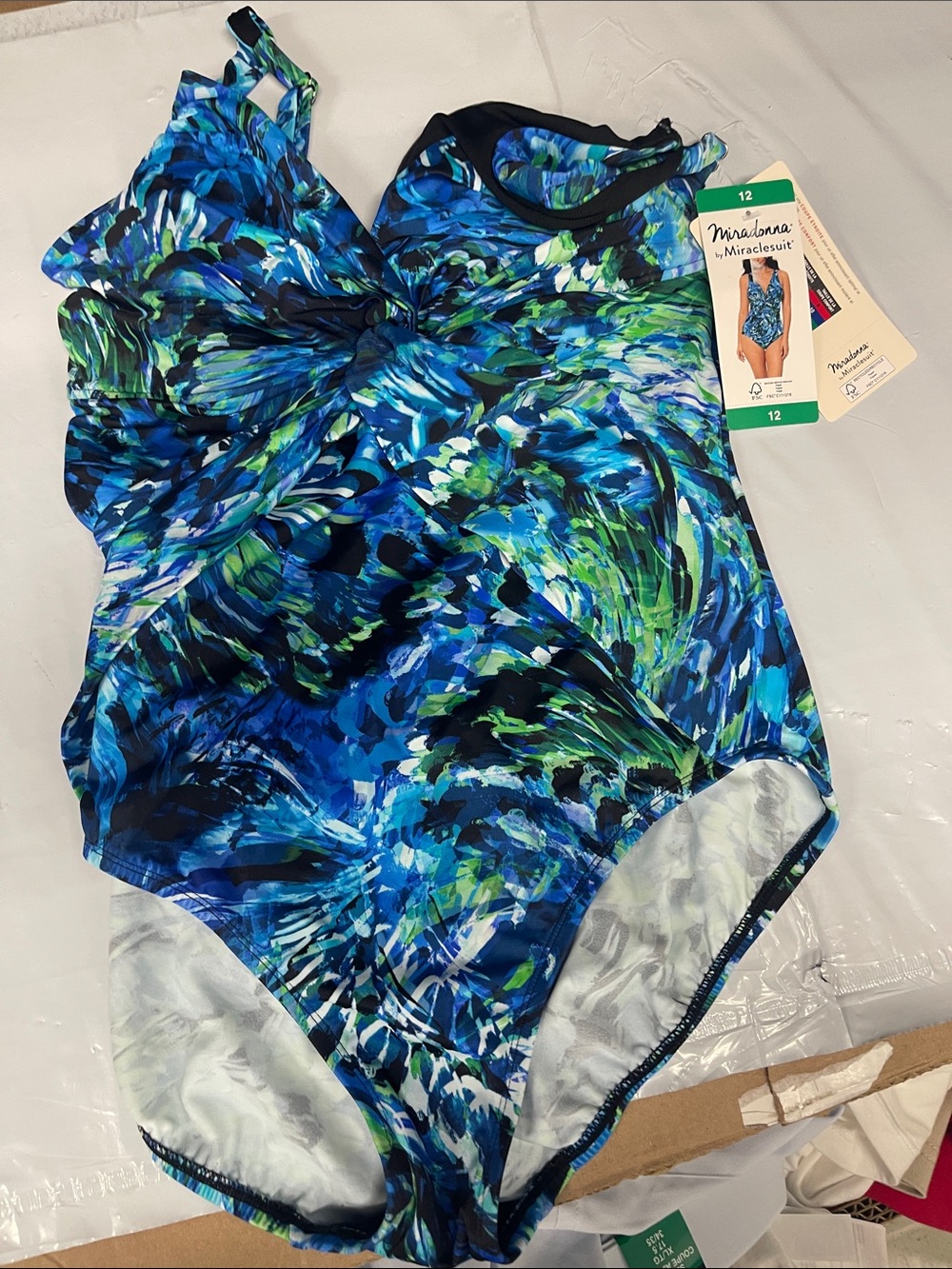 Miraclesuit Blue and Green Abstract One-Piece Swimsuit
